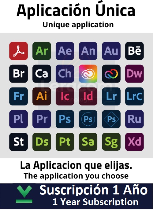 Adobe Aplicación Única - La Aplicación que elijas. Suscripción 1 Año.